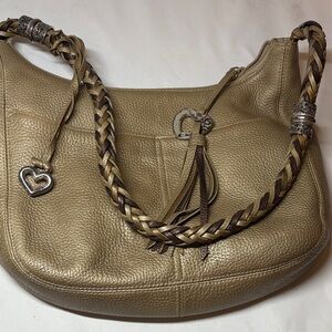 Brighton Gold Metallic Textured Leather Shoulder Bag